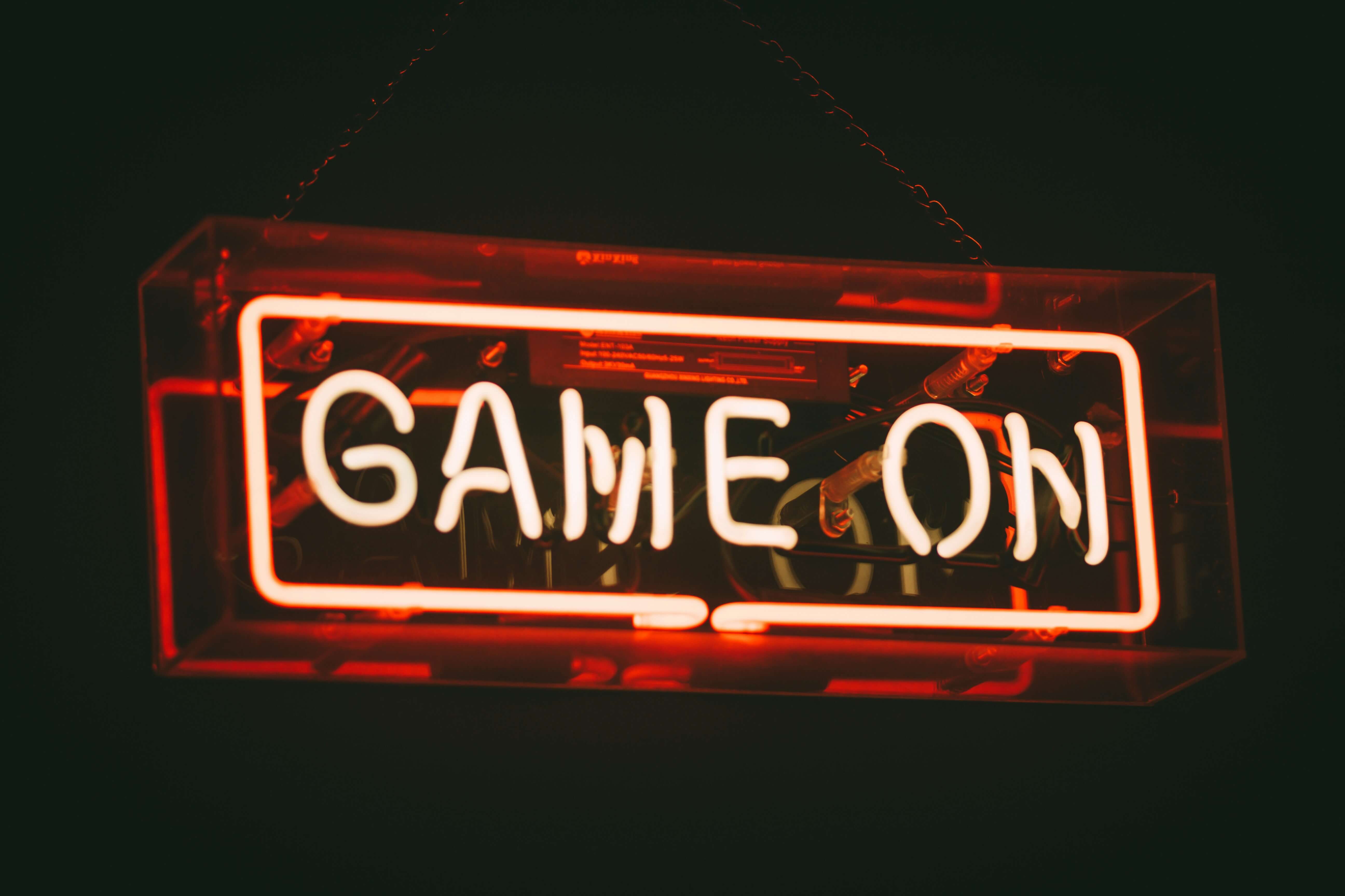 Neon Sign with the text 'Game On'