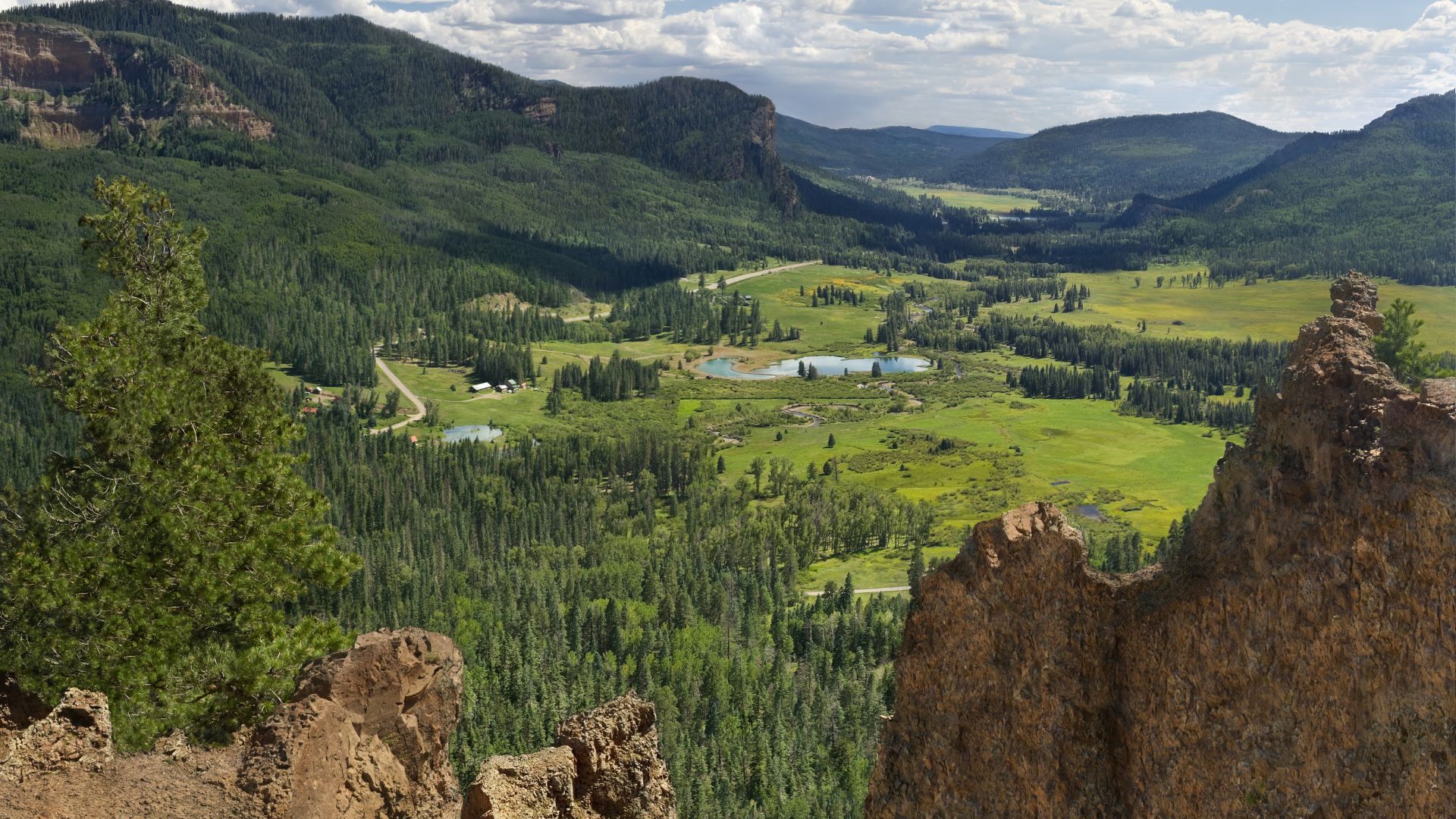 Wolf Creek Pass in Southern Colorado looking down into Pagosa Springs Valley