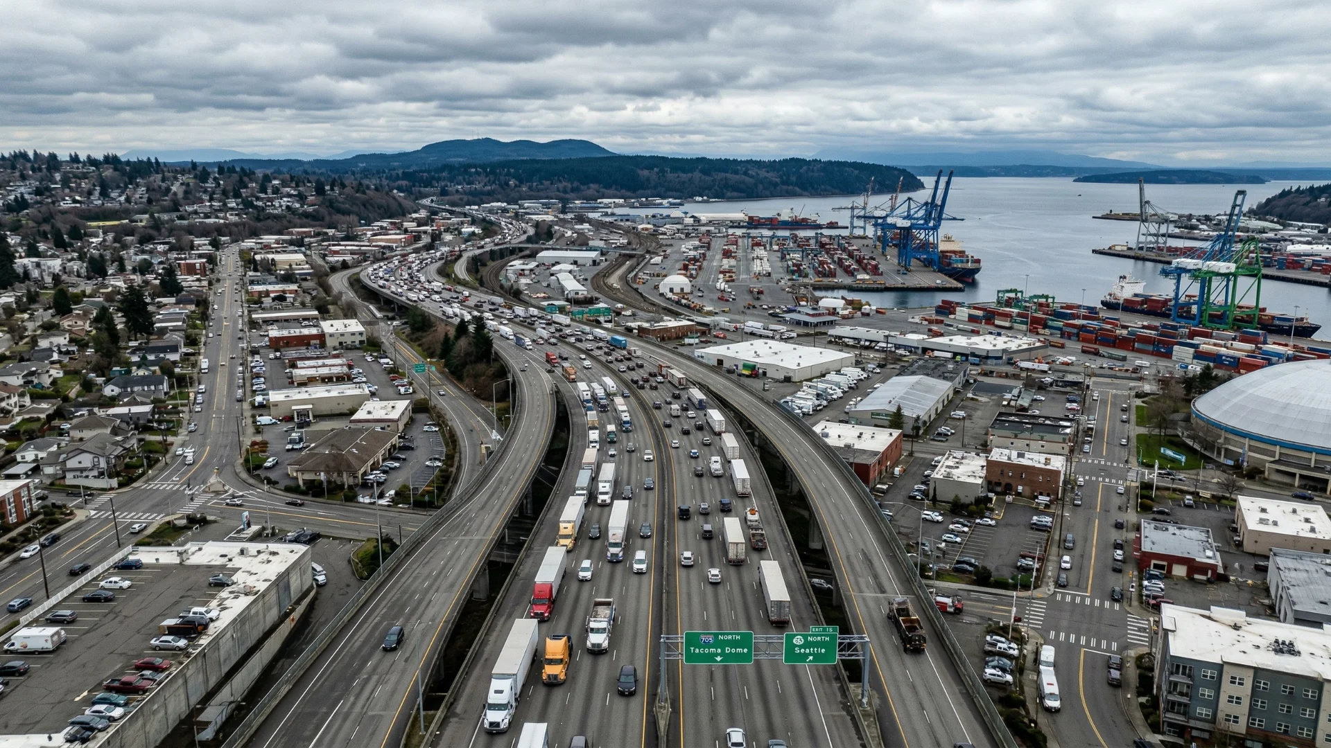 I 5 Traffic Near Tacoma, Washington