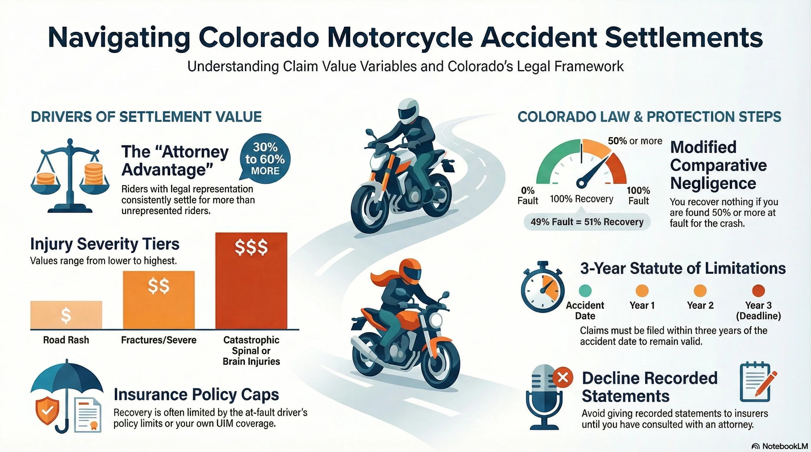 An infographic about Colorado Motorcycle Accident Settlements