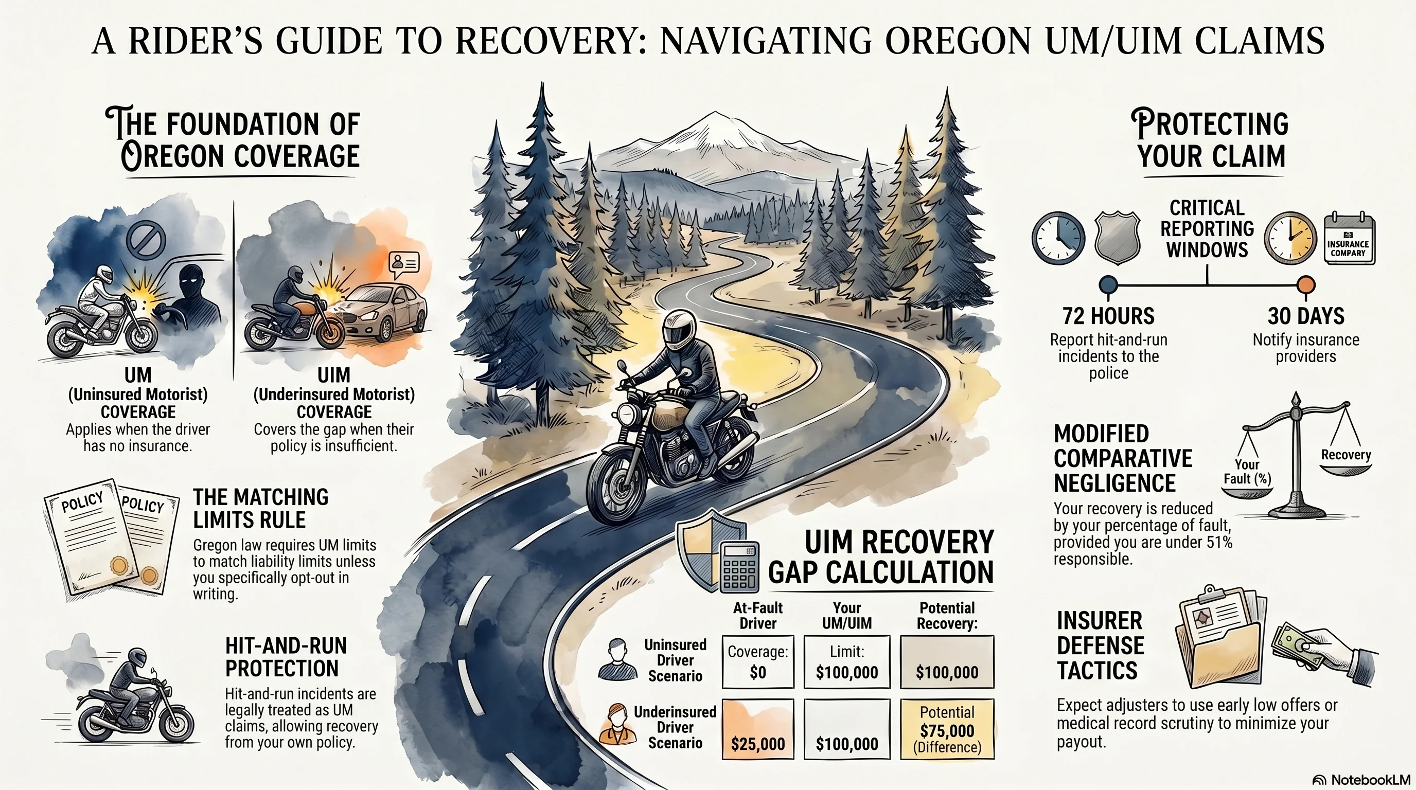 An infographic about Uninsured/Underinsured insurance for motorcyclists