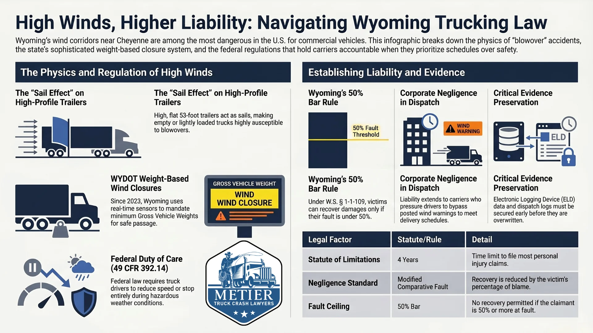 An infographic showing how high winds can affect semi truck crashes