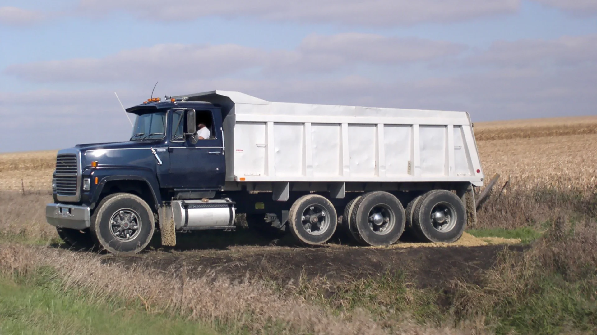 An agricultural truck in a field