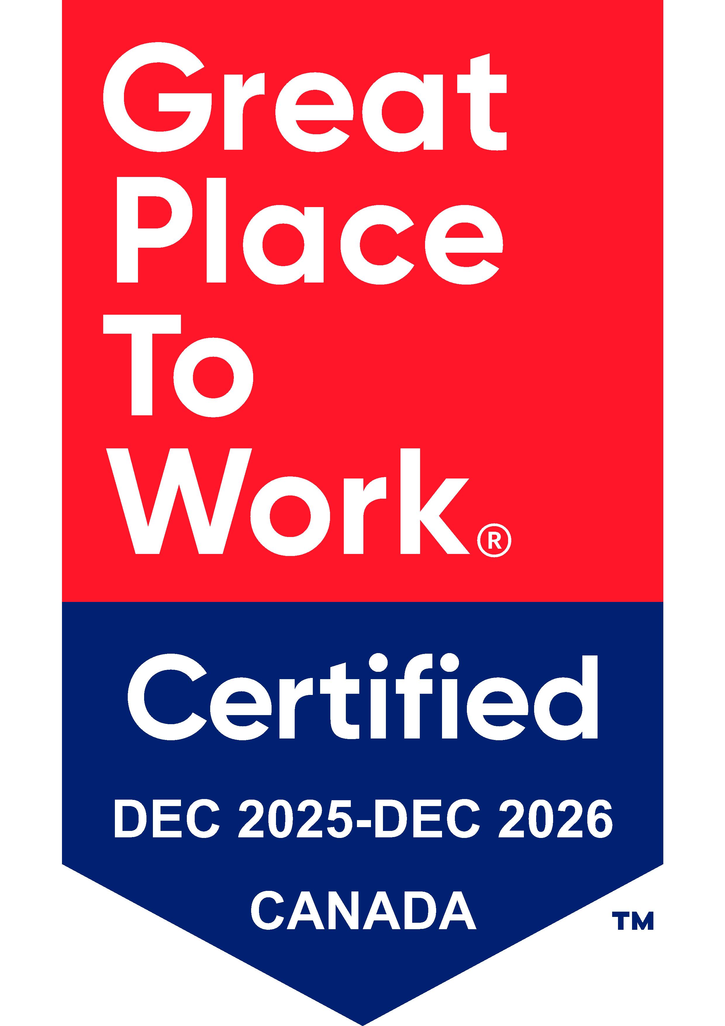 Canadian Operations Earn Great Place to Work® Certification