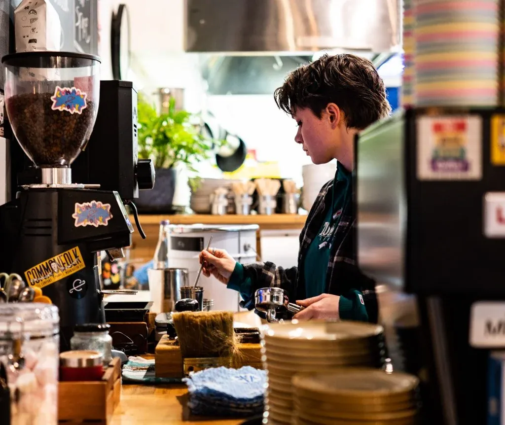 Trainee barista at HomeGround Café