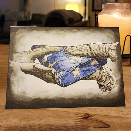 Inscription: Service and Sacrifice. Well done, good and faithful servant. Matthew 25:21