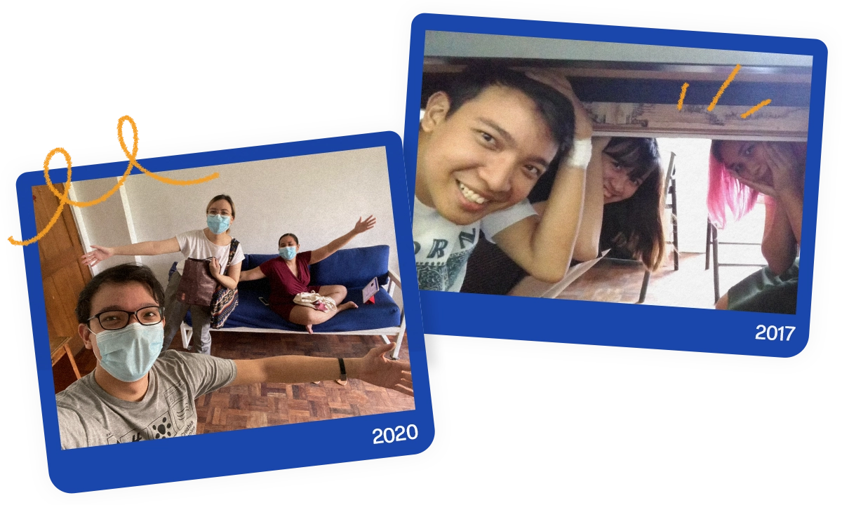 two photos of the founders––Jan, Mia, and Renee.