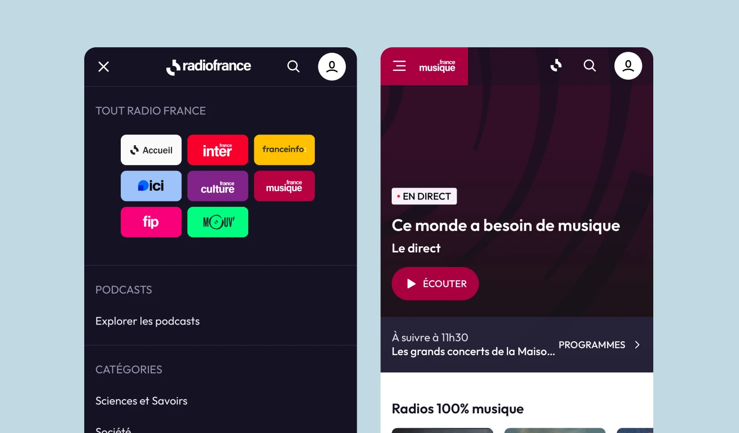 Refonte UX de Radio France : 7 radios réunies sur une seule plateforme