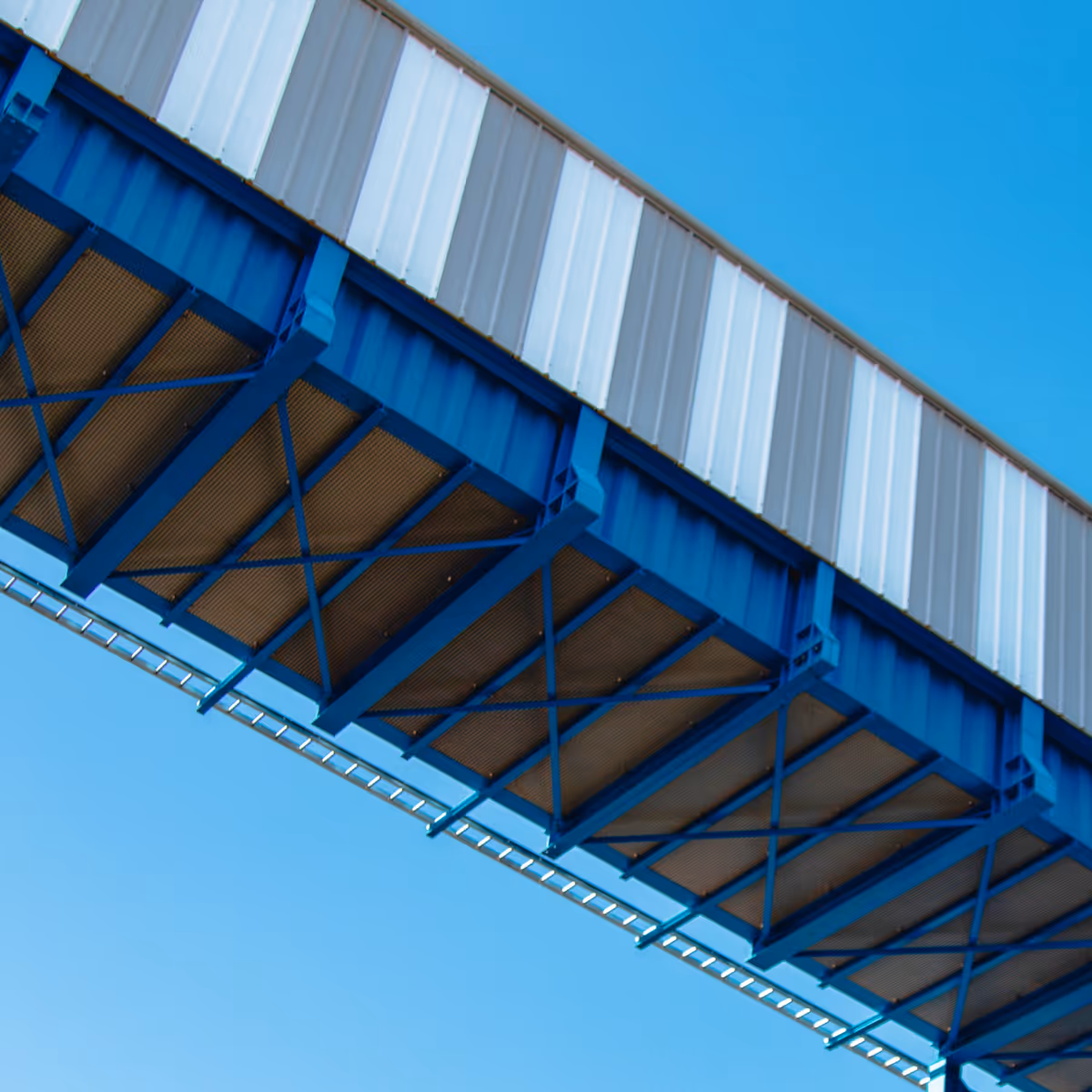 Steel construction framework illustrating load-bearing structural design.