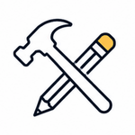 an icon of a pencil and hammer.
