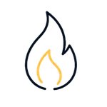 A flame with a yellow center.