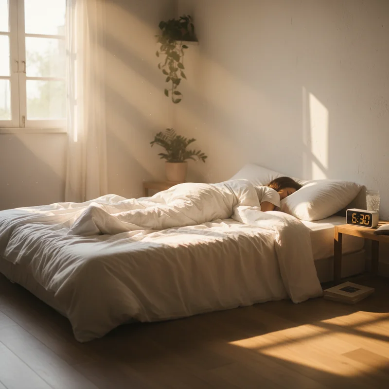 Person sleeping peacefully after taking melatonin supplement for better sleep quality