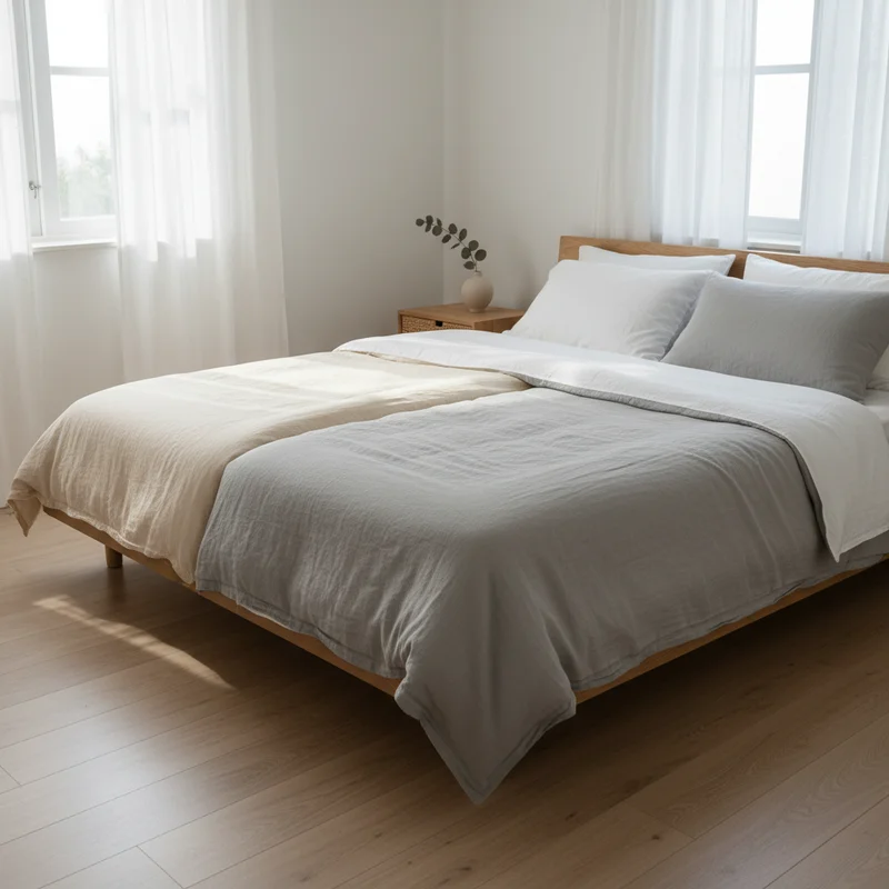 A neatly made bed showcasing the scandinavian sleep method with two separate duvets side by side