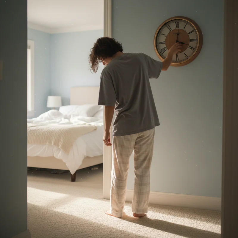 Person overcoming sleep inertia and getting up to complete the Alarmy AI mission