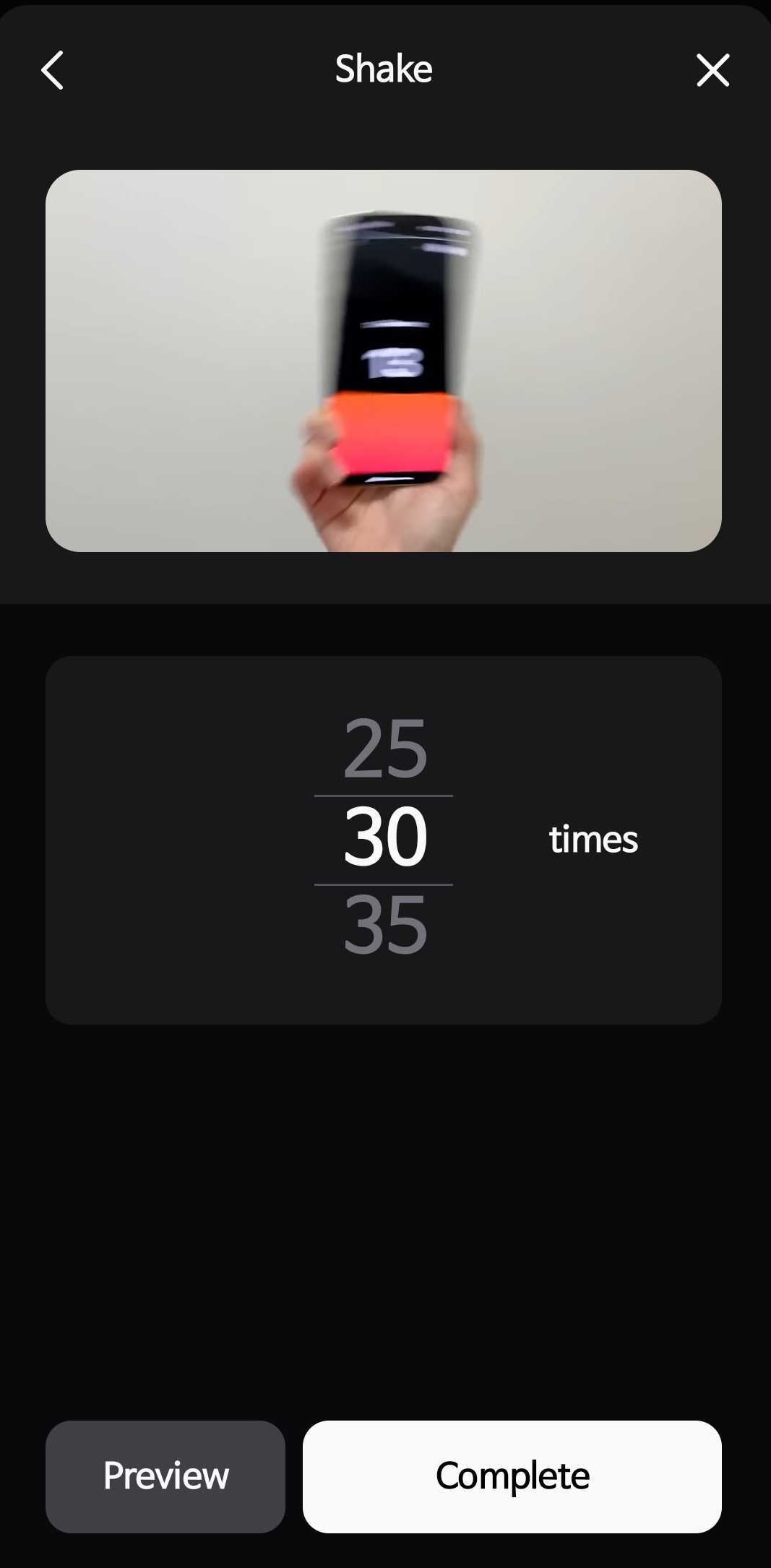 Alarmy shake mission in action — physical wake-up mission example