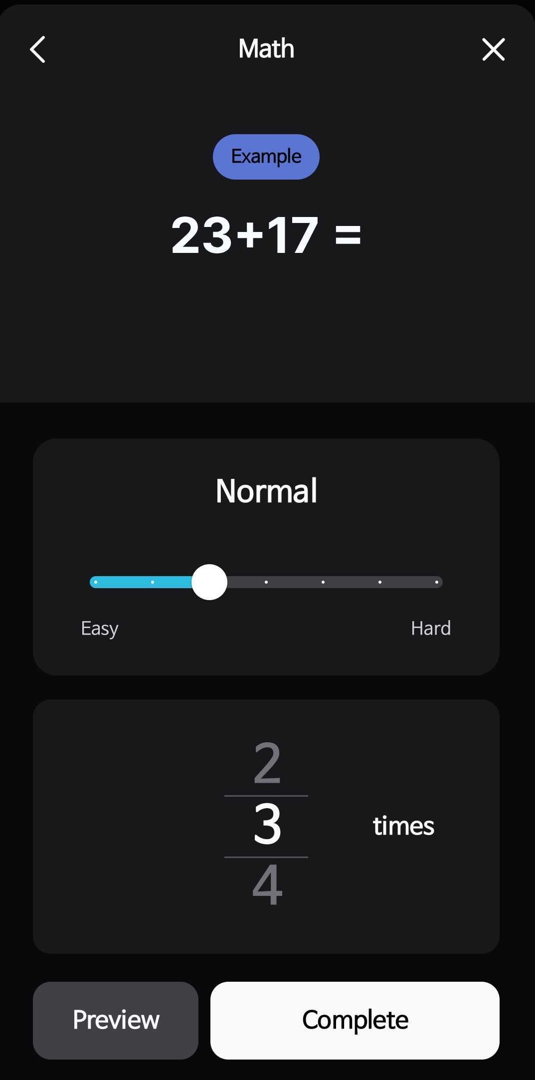 Alarmy math mission in action — cognitive wake-up mission example