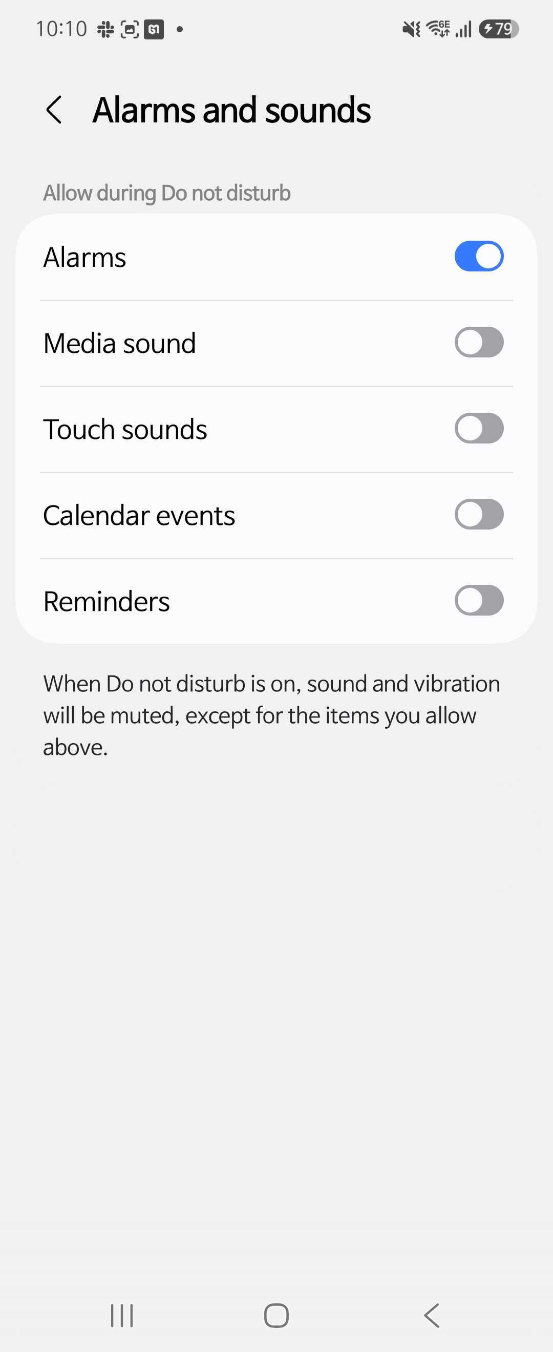 Do Not Disturb exceptions with Alarms allowed on Android