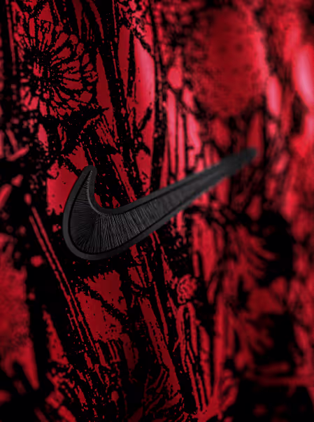 Nike swoosh on a red background