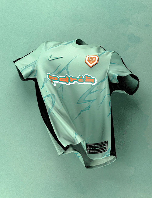 Animation of bled FC football kit uniform elements closeup