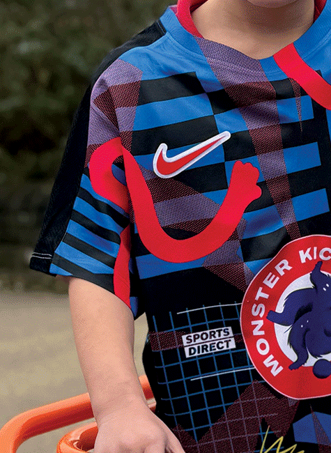 Animated slideshow of kids wearing football kit