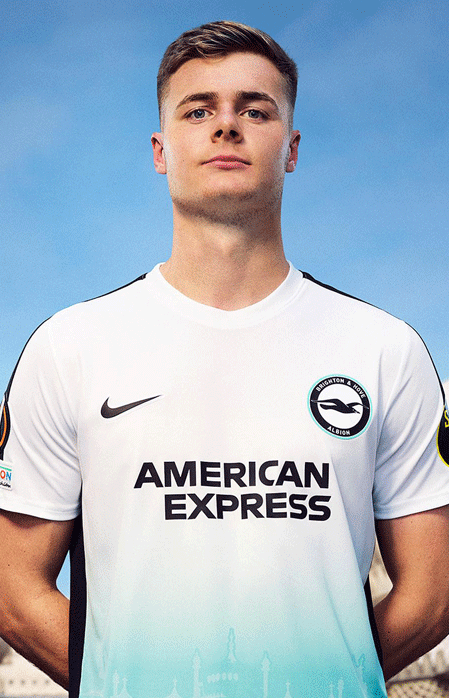 football player with uniform and american express written on it