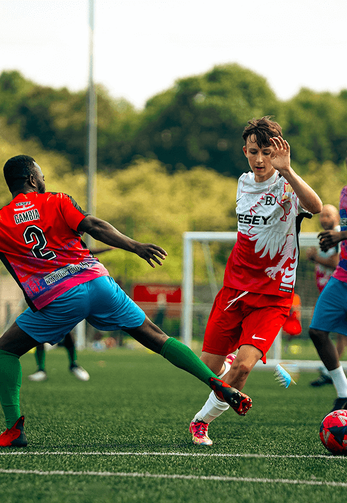 Football players mid game