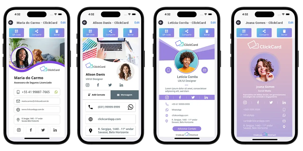 plantillas gratuitas disponibles en la aplicación ClickCard