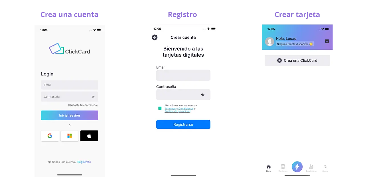 Crear una tarjeta en la aplicación Clickcard