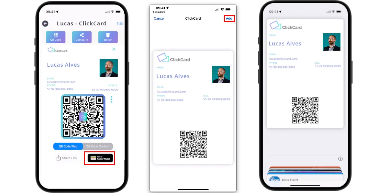Agregar el código QR de ClickCard a su Apple Wallet