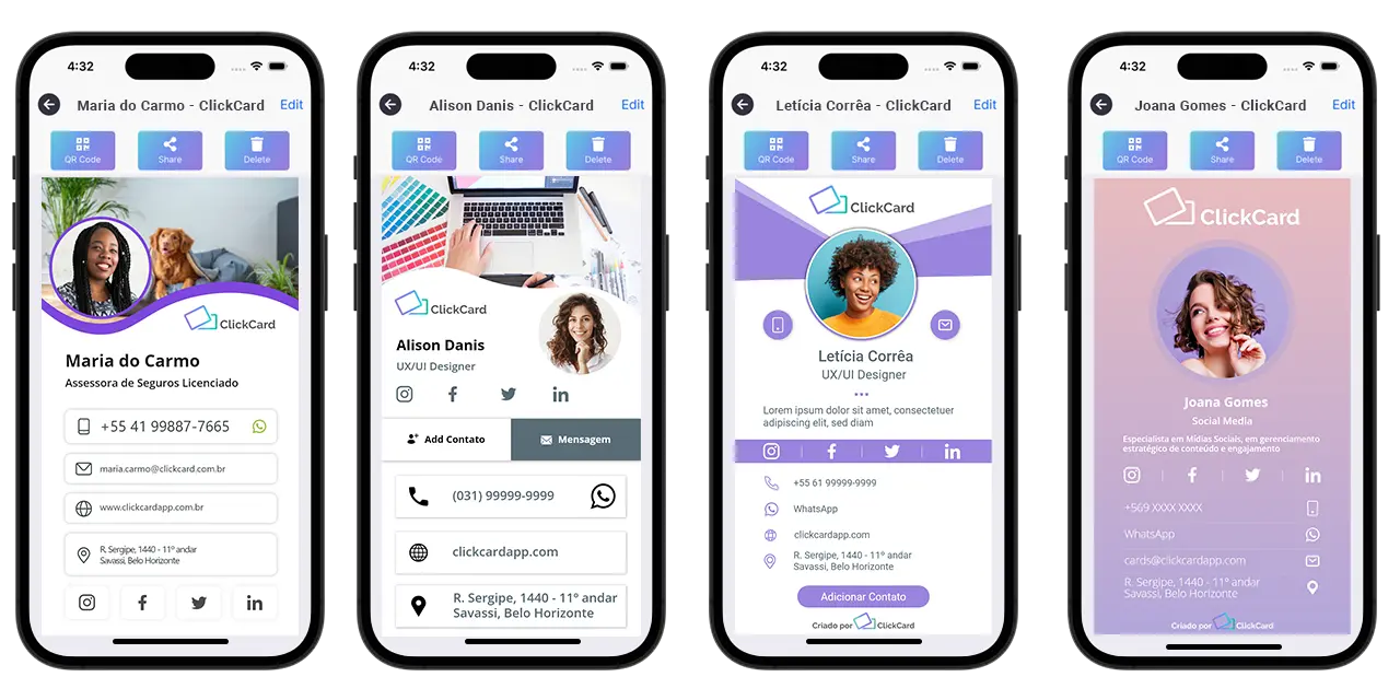 free templates available in the ClickCard app