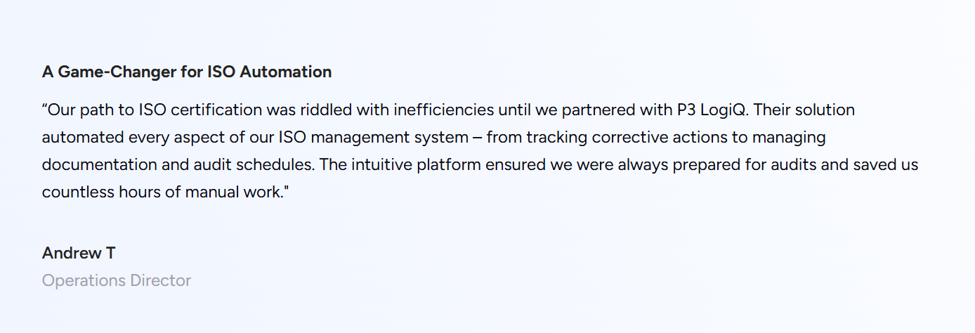 P3 LogiQ customer review