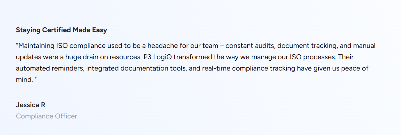 P3 LogiQ customer review