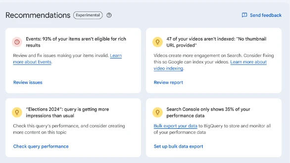 Google launches Search Console recommendations