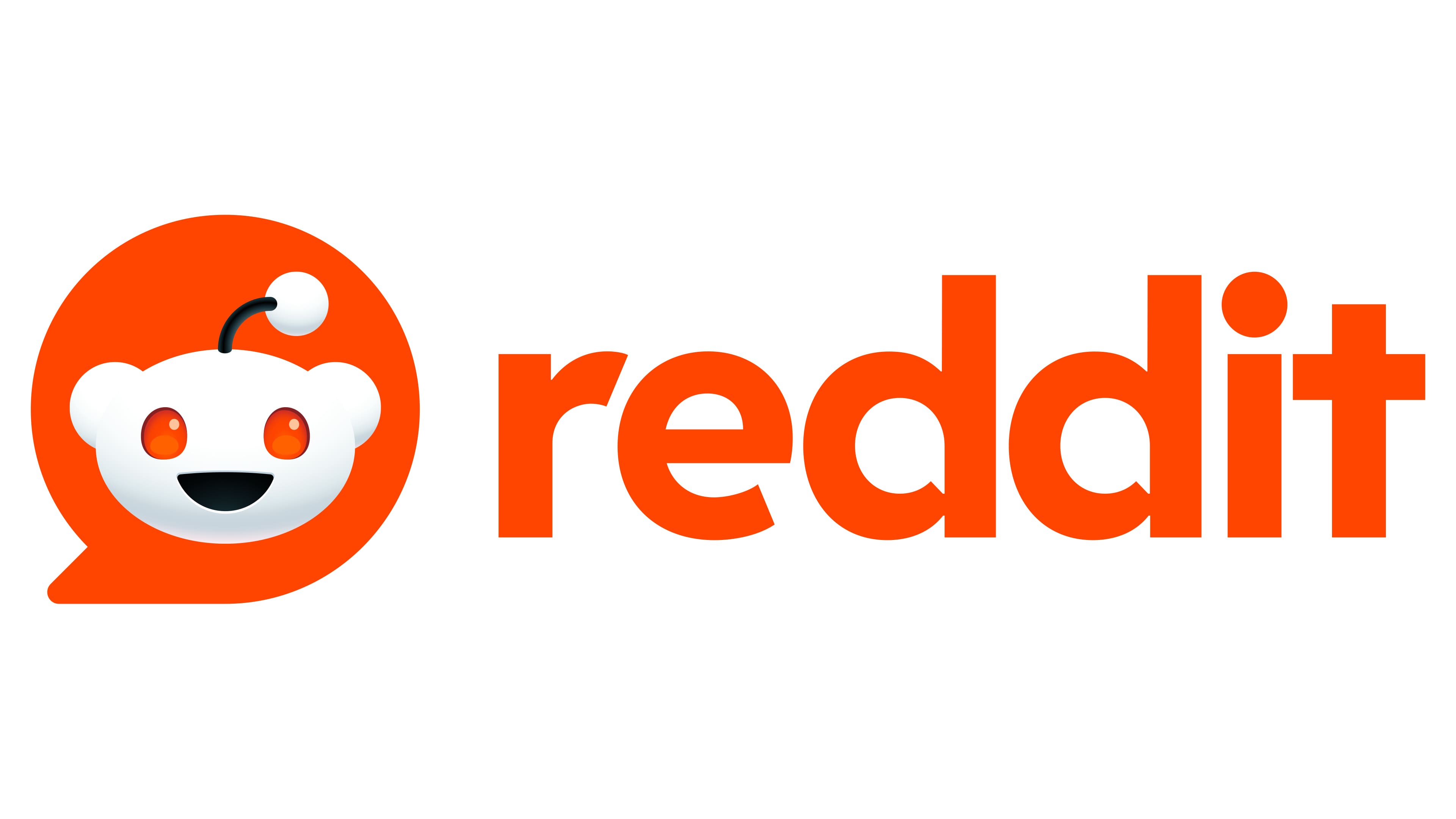 Reddit logo with orange Snoo mascot in speech bubble and "Reddit" text on white background.