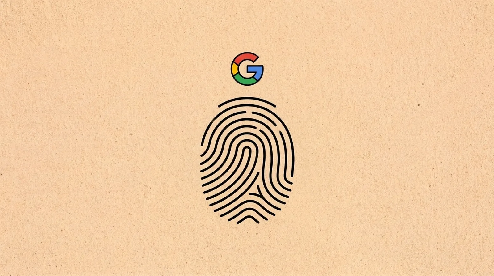 Minimalist line illustration of a fingerprint with the Google logomark for Google Personal Intelligence free user expansion