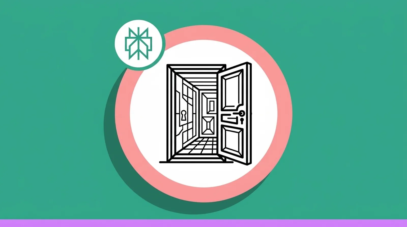 A minimalist line illustration of an open door with the Perplexity logomark, representing the removal of Comet's paywall and its free cross-platform launch.