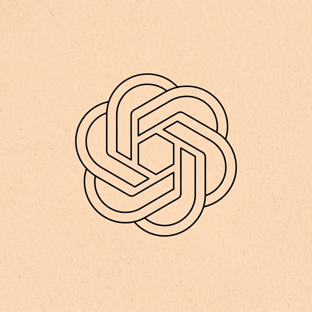 A minimalist line illustration of puzzle pieces forming one shape with the OpenAI logomark, representing the consolidation of ChatGPT, Codex, and Atlas into the openai desktop superapp.