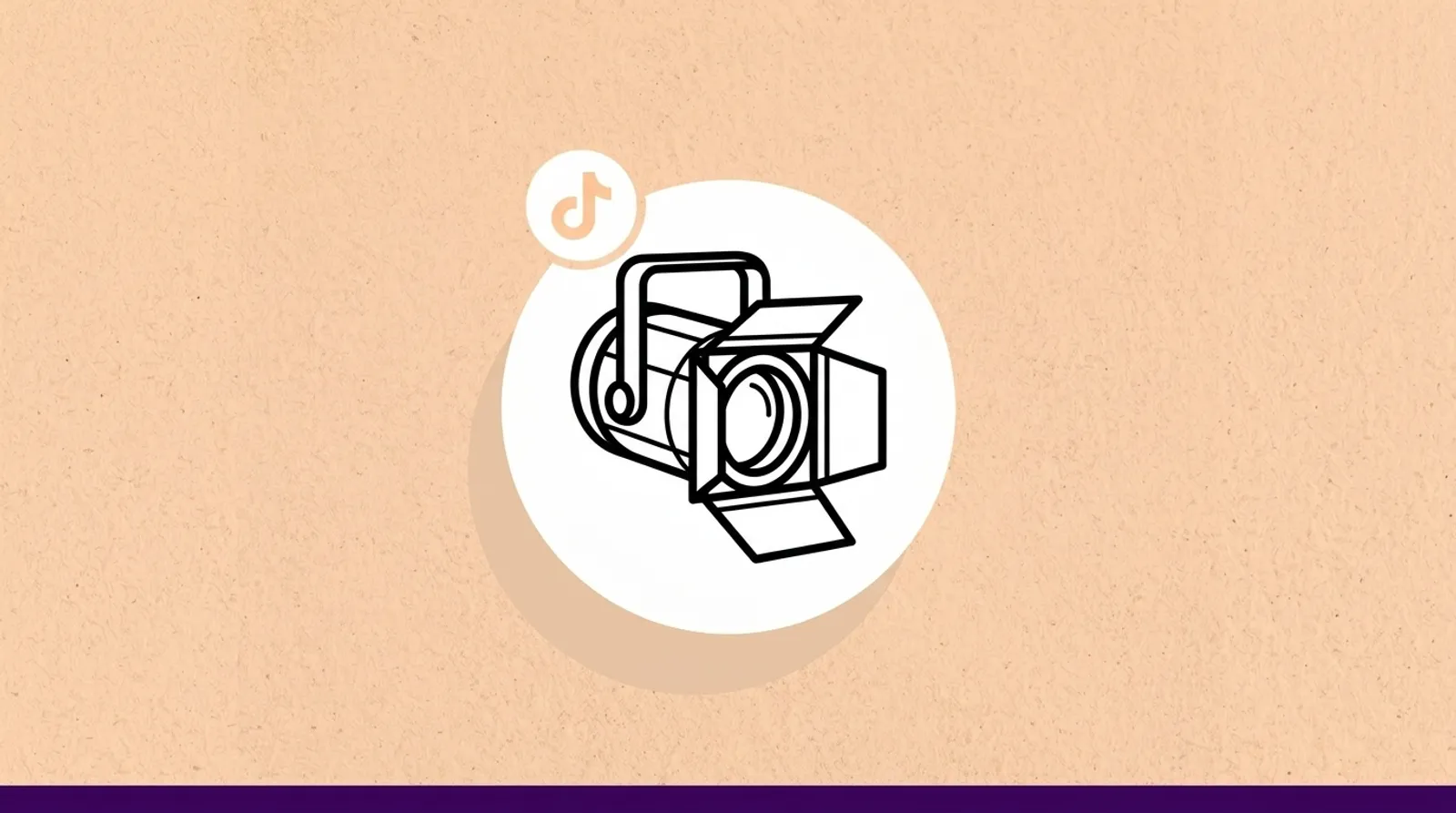 A minimalist line illustration of a spotlight with the TikTok logomark, representing premium ad placements in tiktok newfronts 2026 premium ad formats campaigns