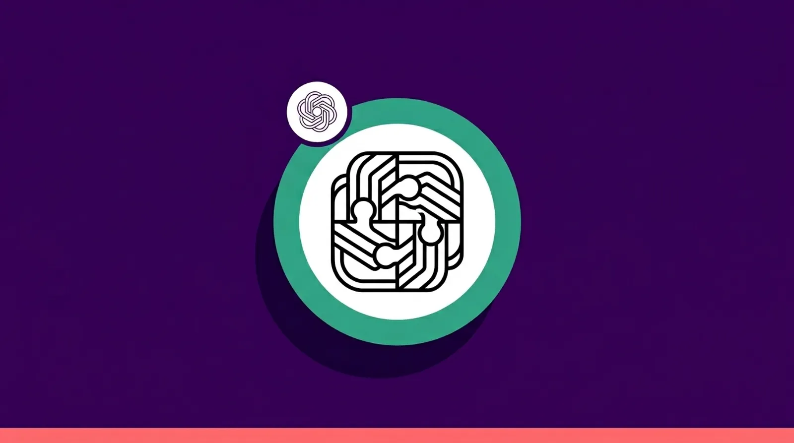 A minimalist line illustration of puzzle pieces forming one shape with the OpenAI logomark, representing the consolidation of ChatGPT, Codex, and Atlas into the openai desktop superapp.