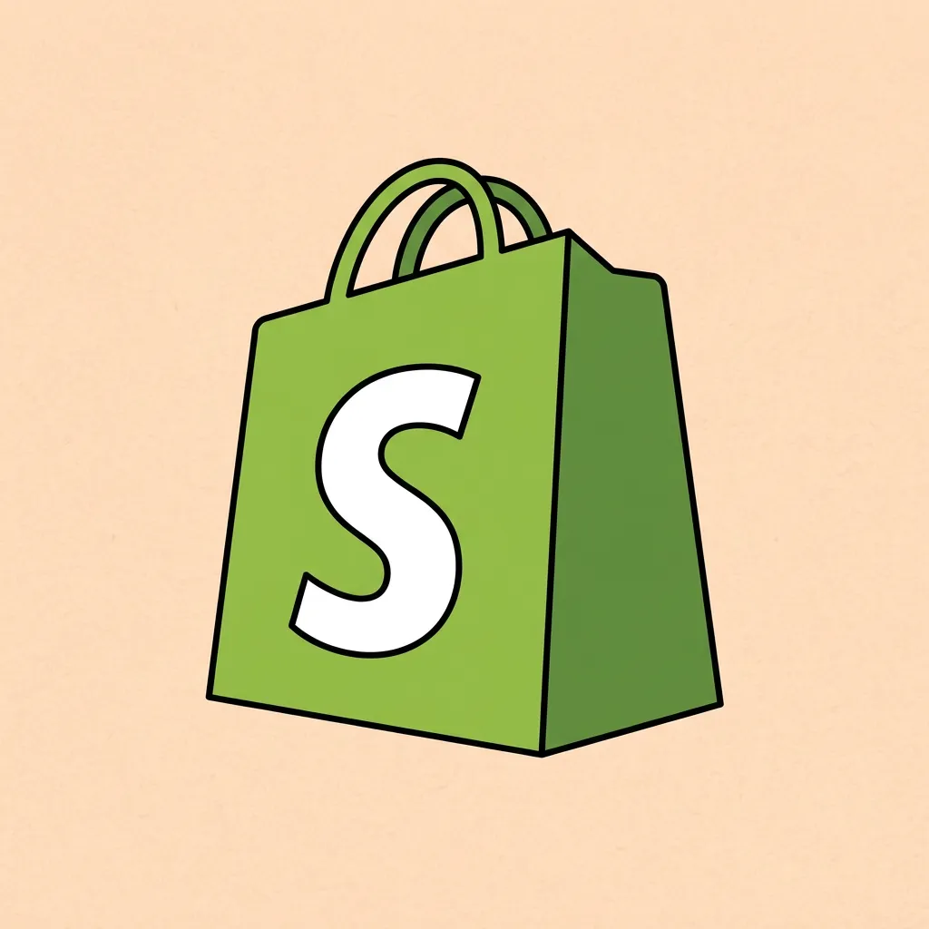 A minimalist line illustration of a storefront with the Shopify logomark, representing Shopify's new Agentic plan opening its AI shopping network to non-Shopify brands.