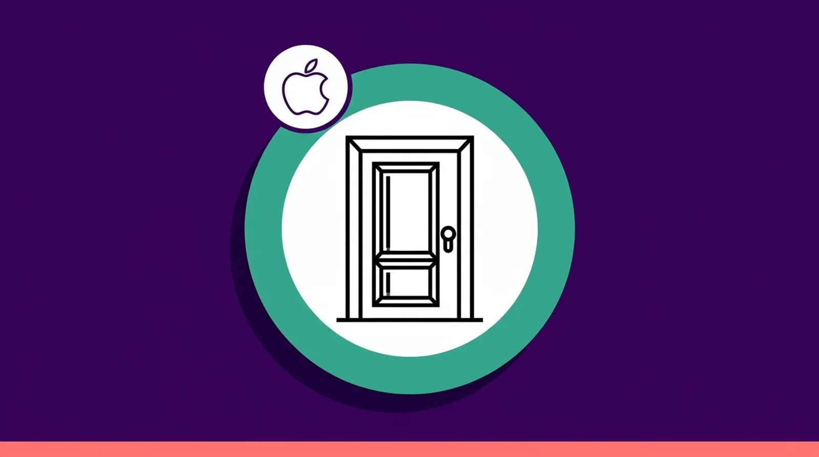 Minimalist line illustration of an open door with the Apple logomark, representing Apple opening Siri to rival AI assistants in iOS 27.