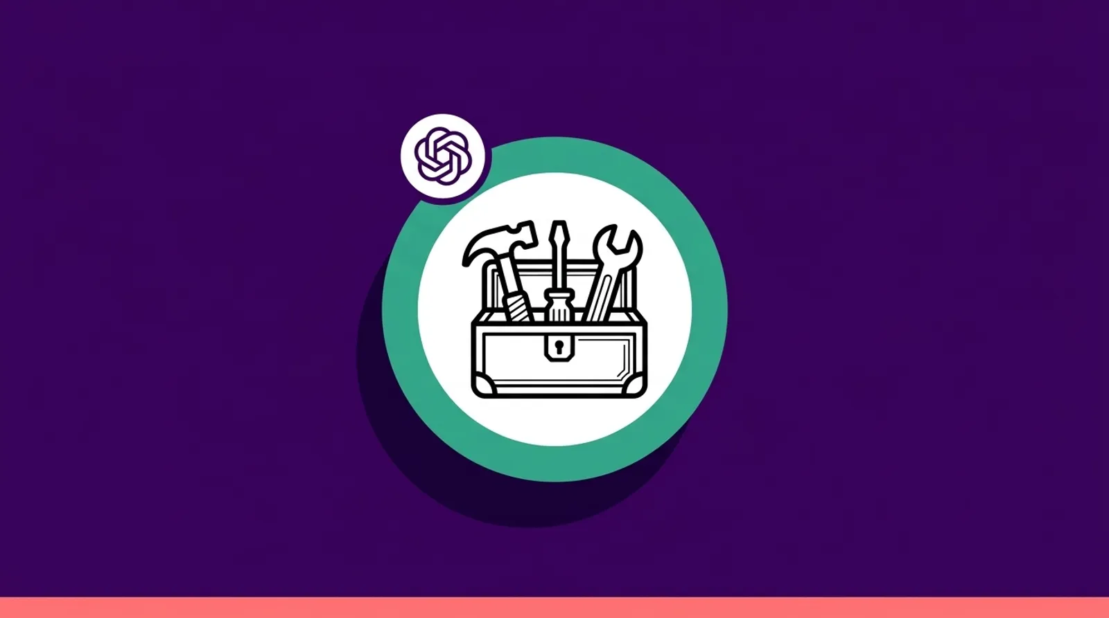 Minimalist line illustration of a toolkit with the OpenAI logomark, representing chatgpt ads self-serve tools and international expansion