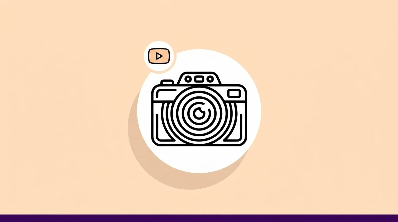 Minimalist line illustration of a selfie camera lens with a digital avatar silhouette and the YouTube logomark, representing YouTube's AI avatar creation tool for Shorts.