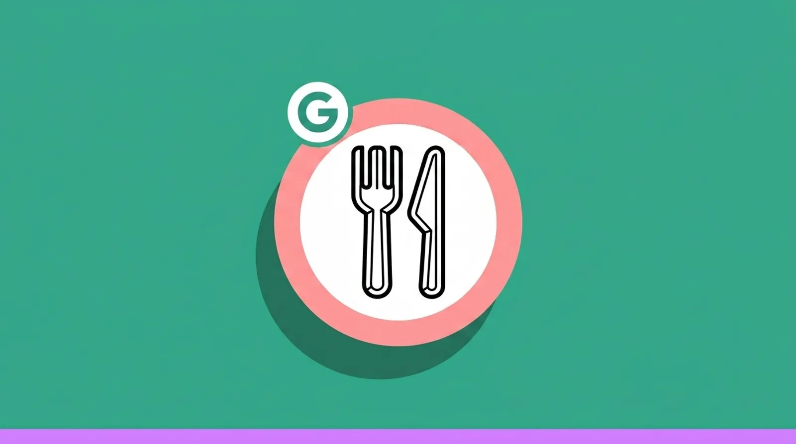 a minimalist line illustration of a fork and knife with the Google logomark.