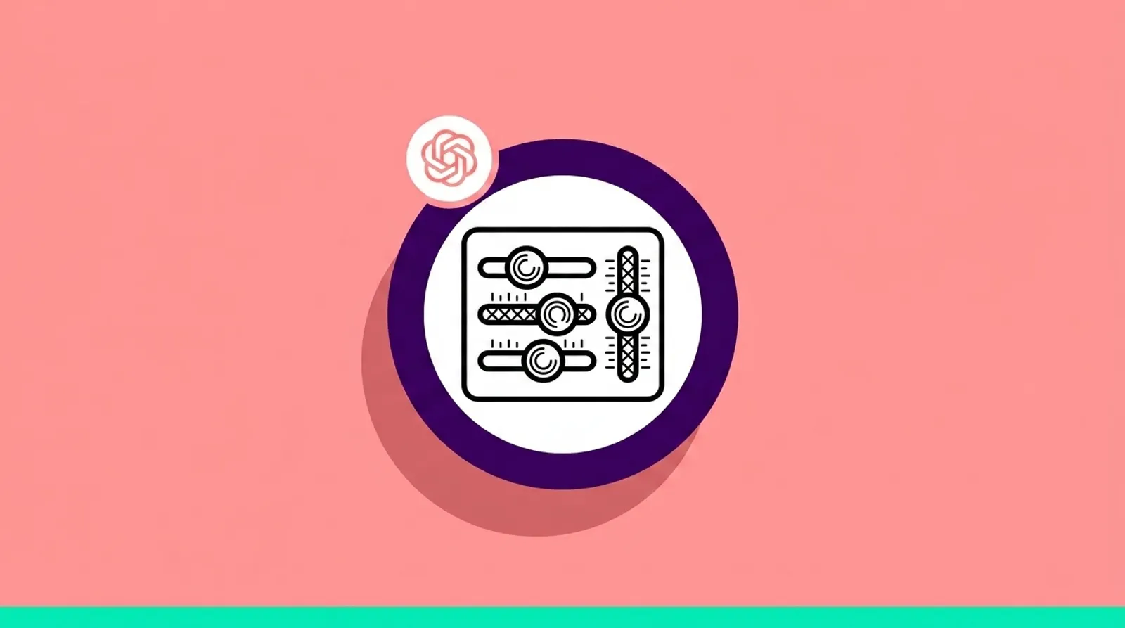a minimalist line illustration of a control panel with sliders and the ChatGPT logomark.