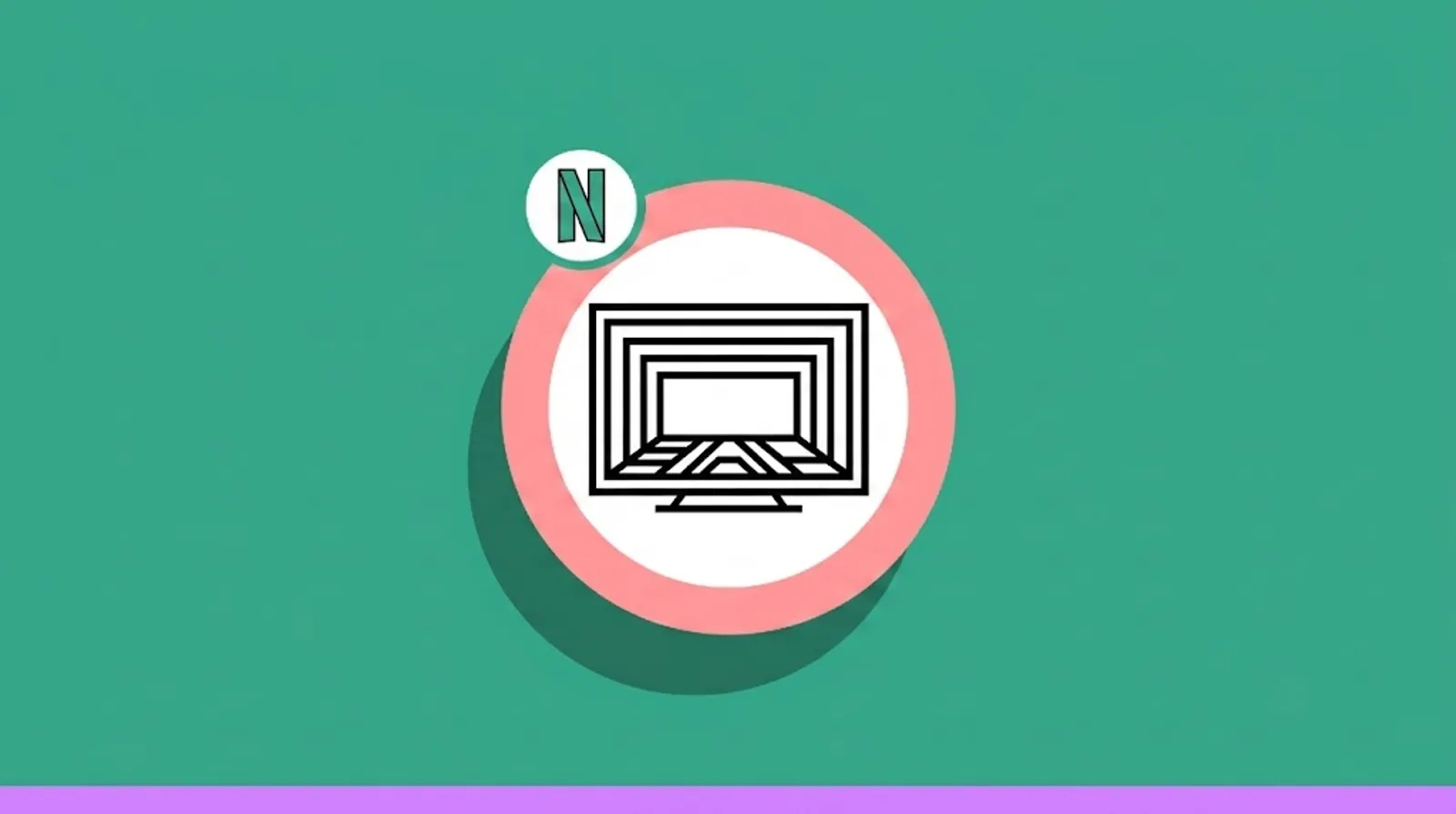 a minimalist line illustration of a television screen with the Netflix logomark