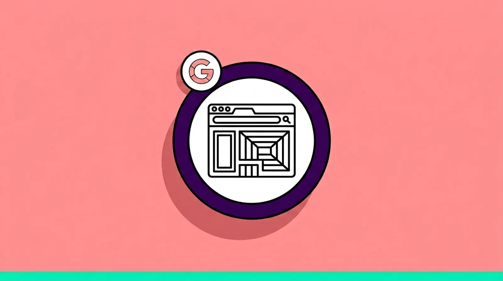 a minimalist line illustration of a browser window with the Google logomark.