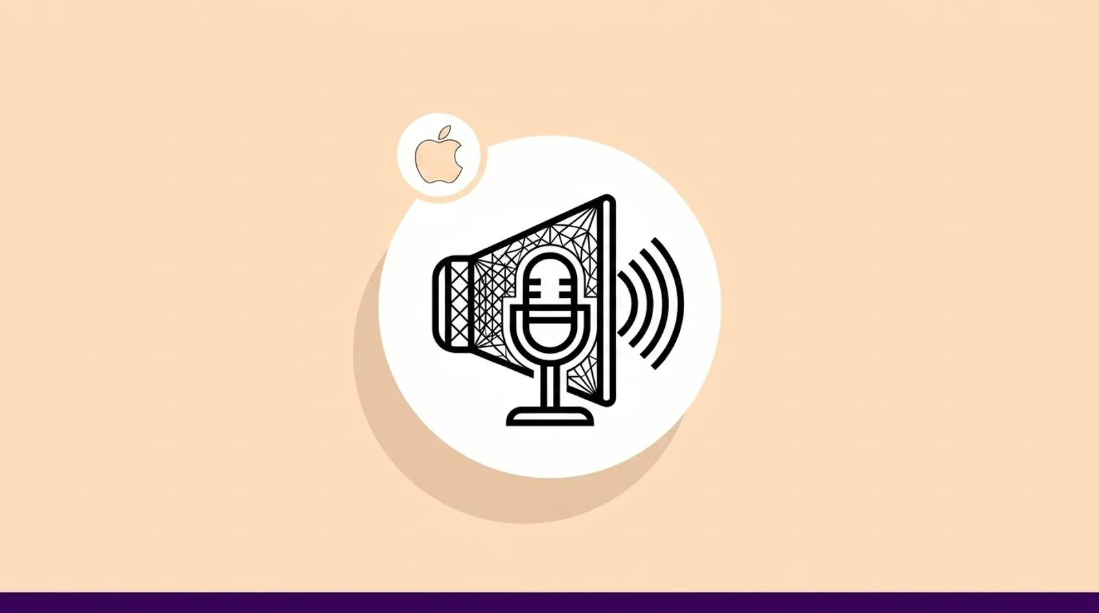 a minimalist line illustration of a voice assistant with the Apple logomark.
