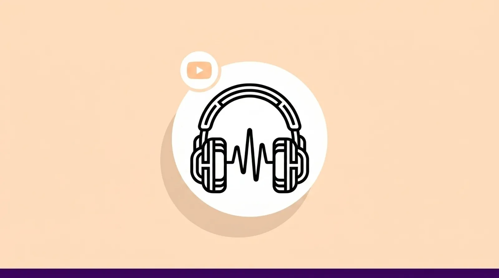 a minimalist line illustration of headphones with an audio wave and the YouTube logomark.
