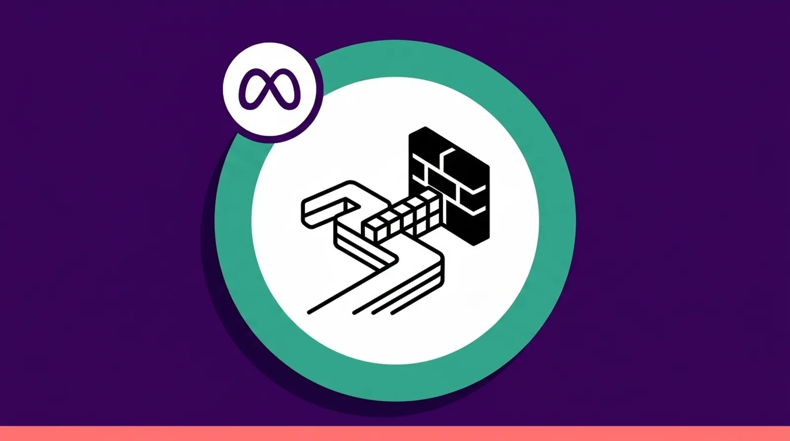 a minimalist line illustration of a blocked path with the Meta logomark.